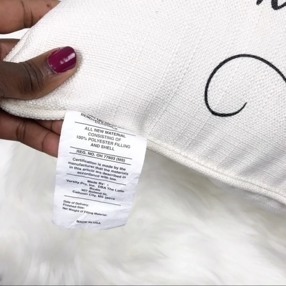 Black and white text accent pillow